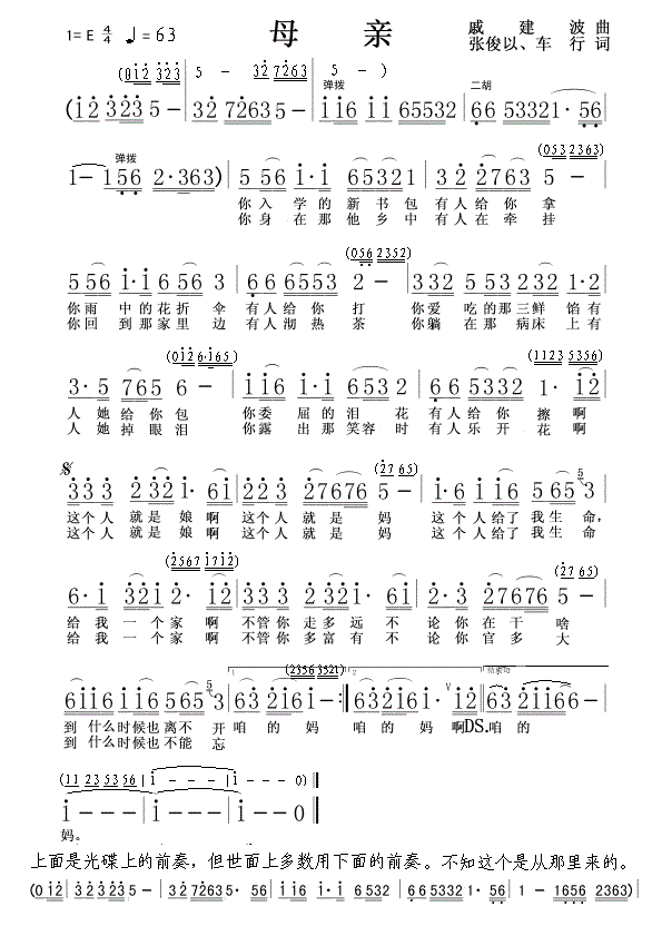 母亲简谱阎维文阎维文母亲歌词