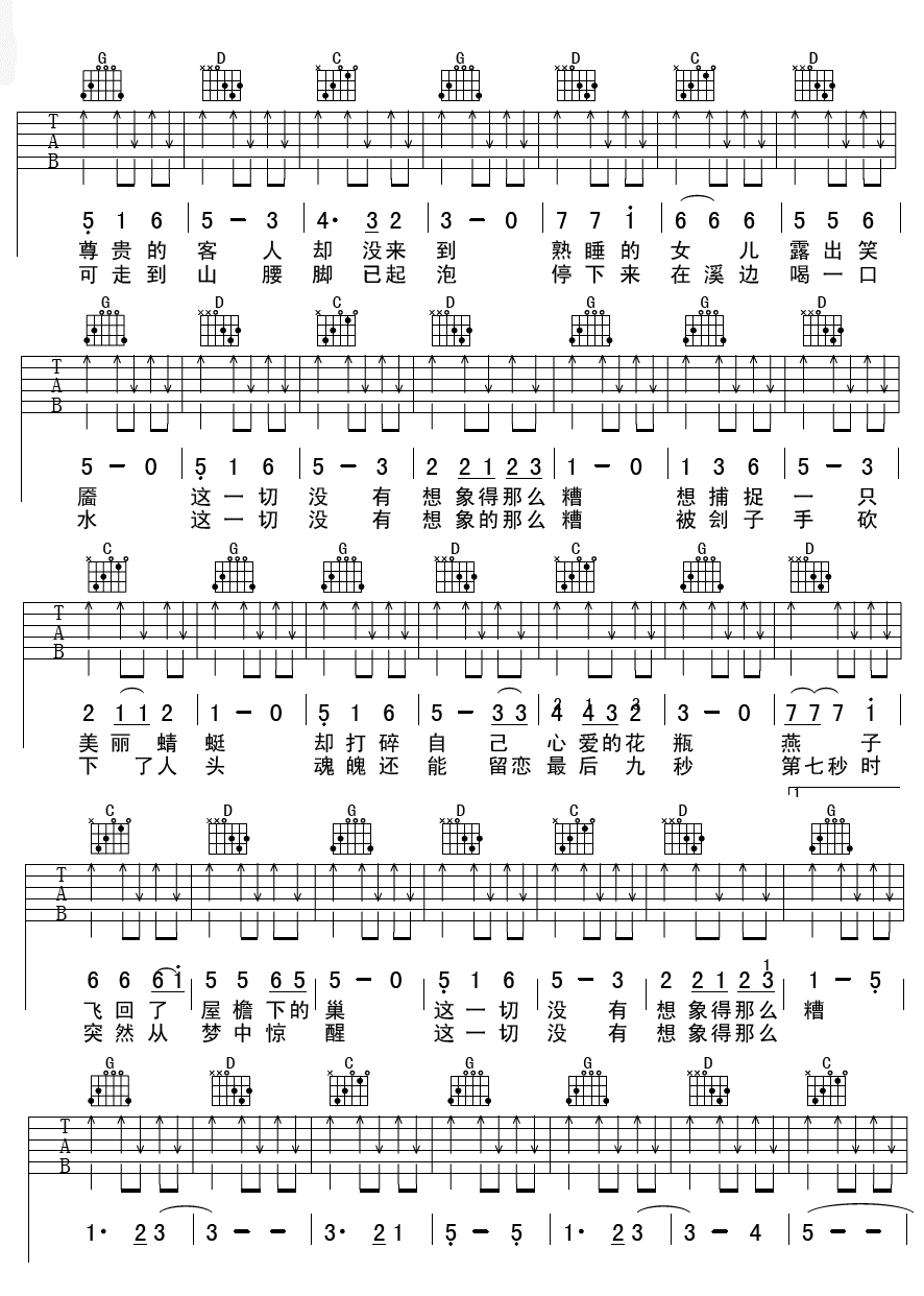 這一切沒有想象的那麼糟吉他譜 萬曉利_吉他譜_歌詞曲譜